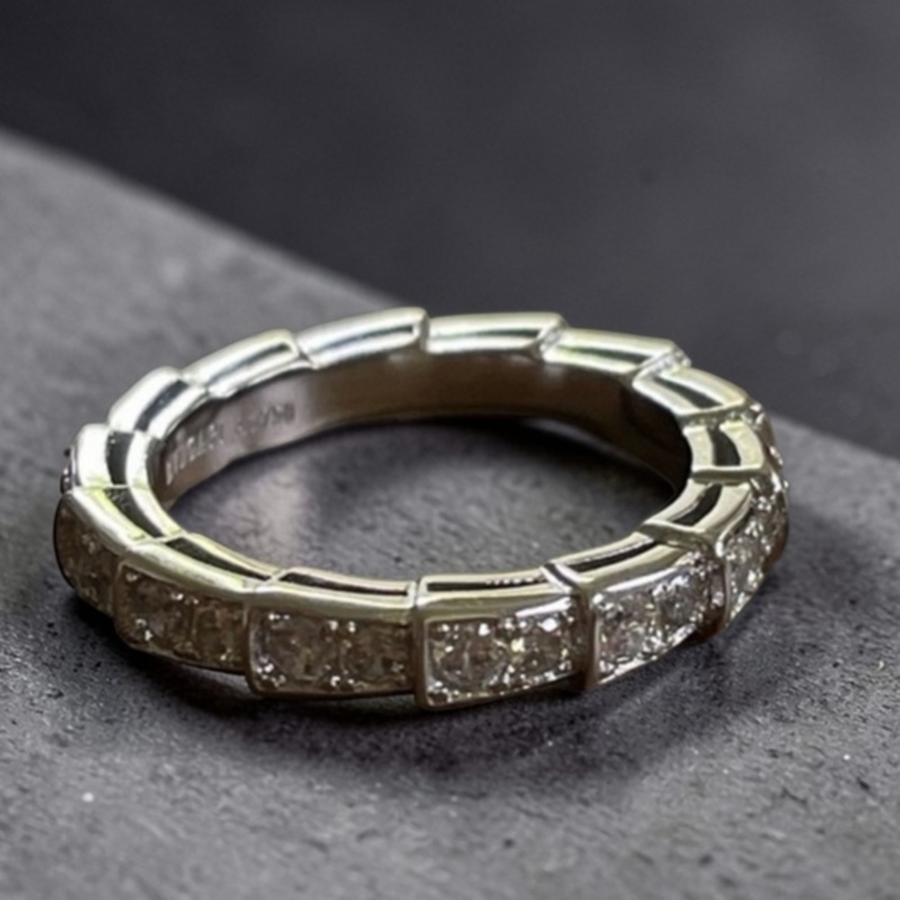 Snake Bone wedding Band 18K White Gold Plated Sterling Silver